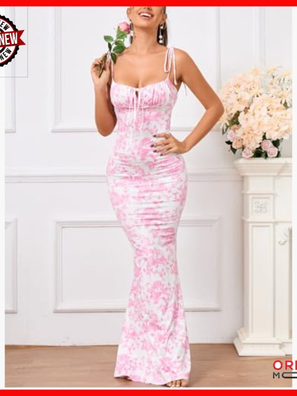 Floral Maxi Dress Spaghetti Strap Bodycon Wedding Guest Summer - Picture 5 of 7